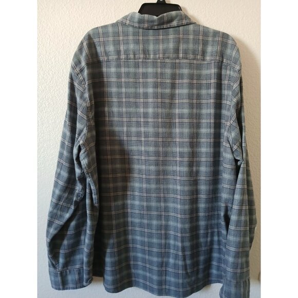 Wrangler Mens 2XL Casual Button Up Shirt Flannel Blue Plaid Long Sleeve Pockets - Picture 2 of 10